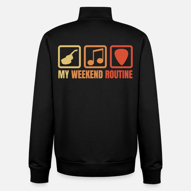 Routine du week-end guitariste - Sweat zippé unisexe en coton bio Stanley/Stella - noir