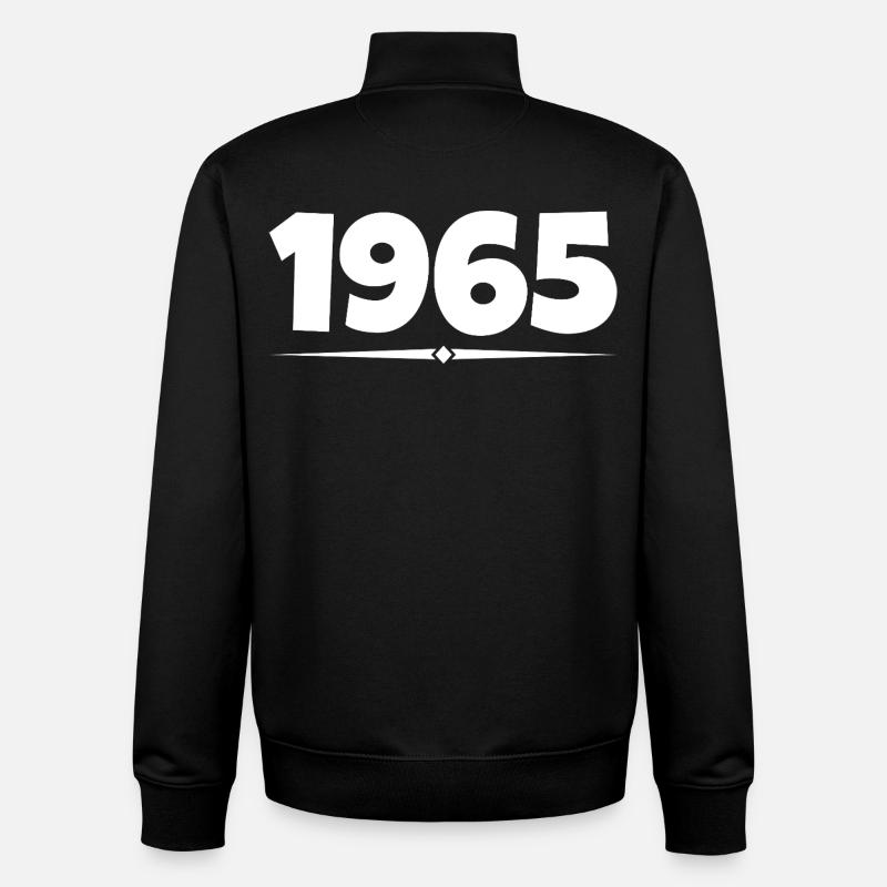 cadeau 1965 - Sweat zippé unisexe en coton bio Stanley/Stella - noir