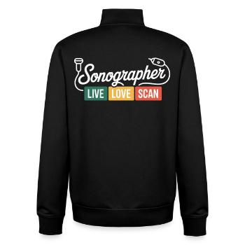 Sonographer Live Love Scan - Unisex Organic Zip Sweatshirt by Stanley/Stella - black - Back - AI Model Male 185 light (185cm)
