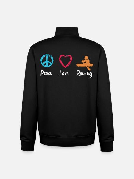 Peace, Love, Rowing - Unisex Organic Zip Sweatshirt by Stanley/Stella - black