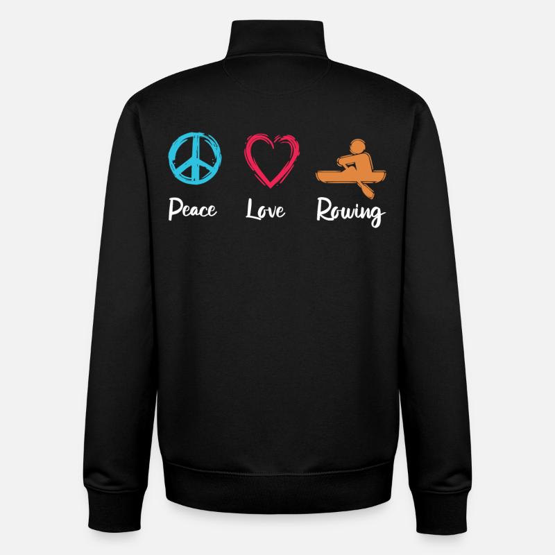 Paix, Amour, Aviron - Sweat zippé unisexe en coton bio Stanley/Stella - noir