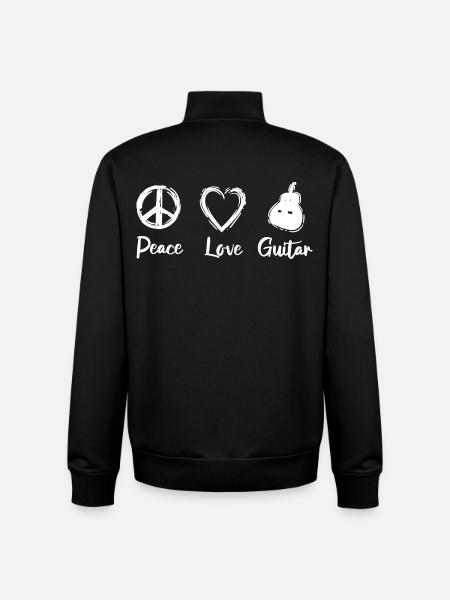 Peace Love Guitar - Unisex Organic Zip Sweatshirt by Stanley/Stella - black