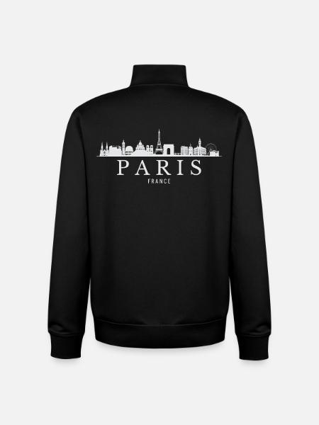 Paris Skyline, Paris France - Unisex Organic Zip Sweatshirt by Stanley/Stella - black