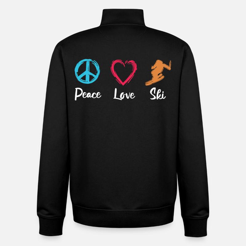 Peace Love Ski - Sweat zippé unisexe en coton bio Stanley/Stella - noir