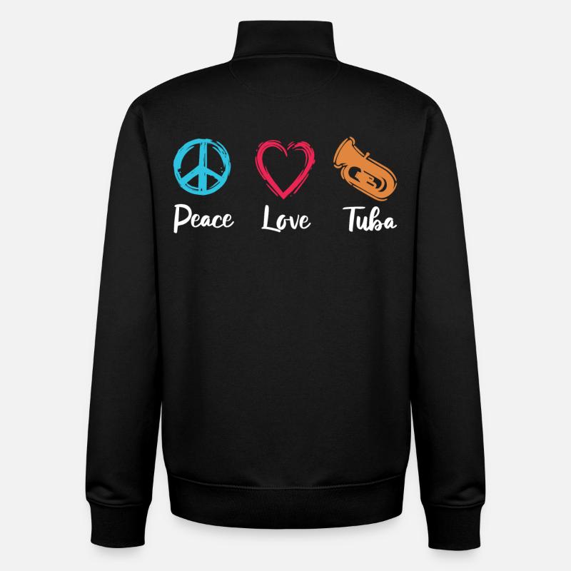 Tuba Paix Amour - Sweat zippé unisexe en coton bio Stanley/Stella - noir