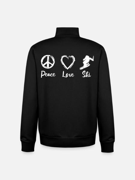 Peace Love Skis - Unisex Organic Zip Sweatshirt by Stanley/Stella - black