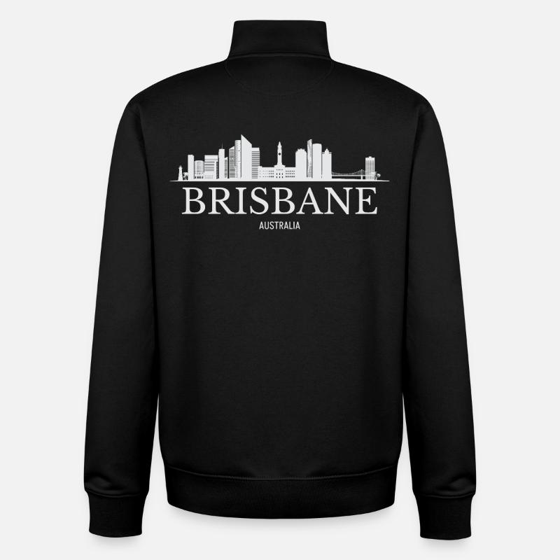 Brisbane Skyline, Brisbane Australie - Sweat zippé unisexe en coton bio Stanley/Stella - noir