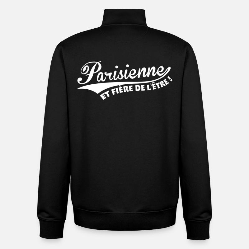Parisienne et fière de l'être - Sweat zippé unisexe en coton bio Stanley/Stella - noir