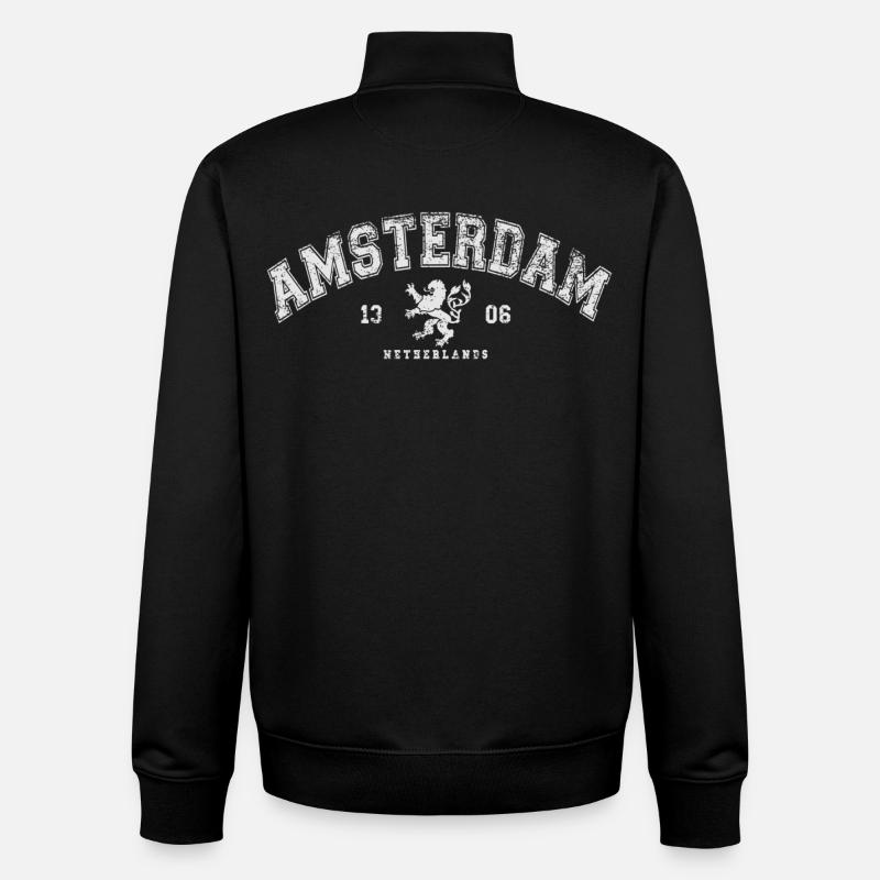 Amsterdam Netherlands - Unisex Organic Zip Sweatshirt by Stanley/Stella - black