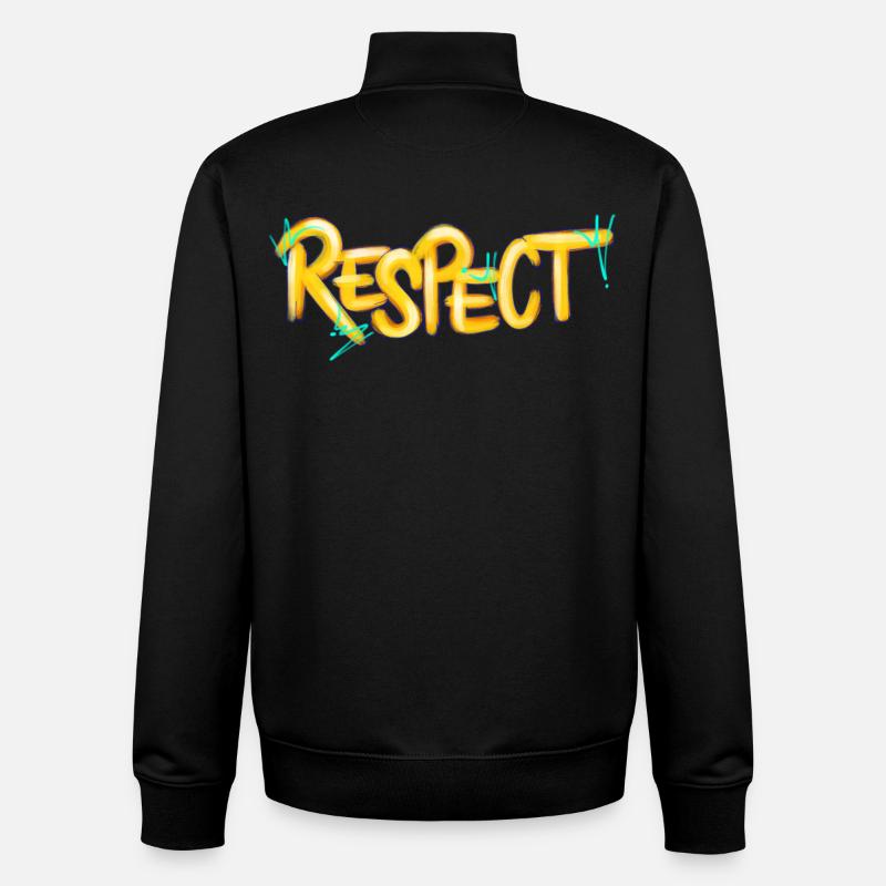 Respect au lettrage graffiti - Sweat zippé unisexe en coton bio Stanley/Stella - noir