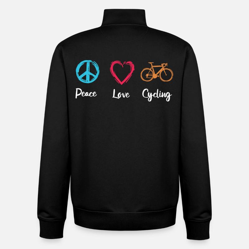 Frieden Liebe Radfahren - Unisex Organic Zip Sweatshirt von Stanley/Stella - Schwarz