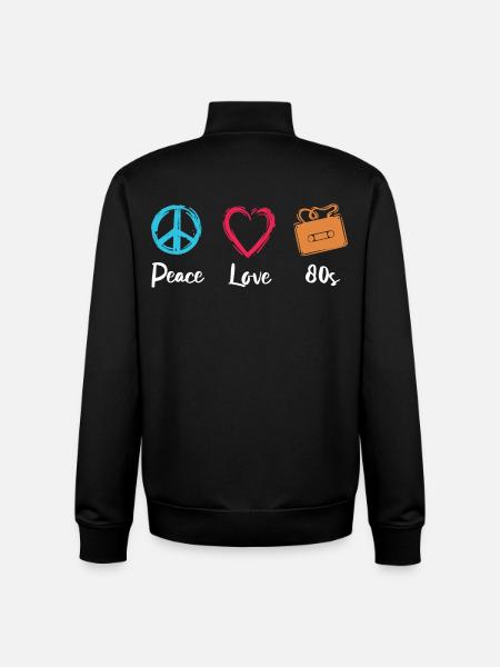 Peace Love 80s - Unisex Organic Zip Sweatshirt by Stanley/Stella - black