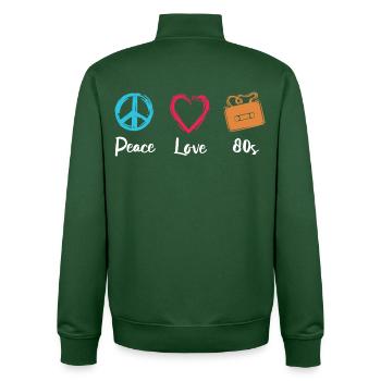 Peace Love 80s - Unisex Organic Zip Sweatshirt by Stanley/Stella - bottle green - Back - AI Model Male 185 dark (185cm)