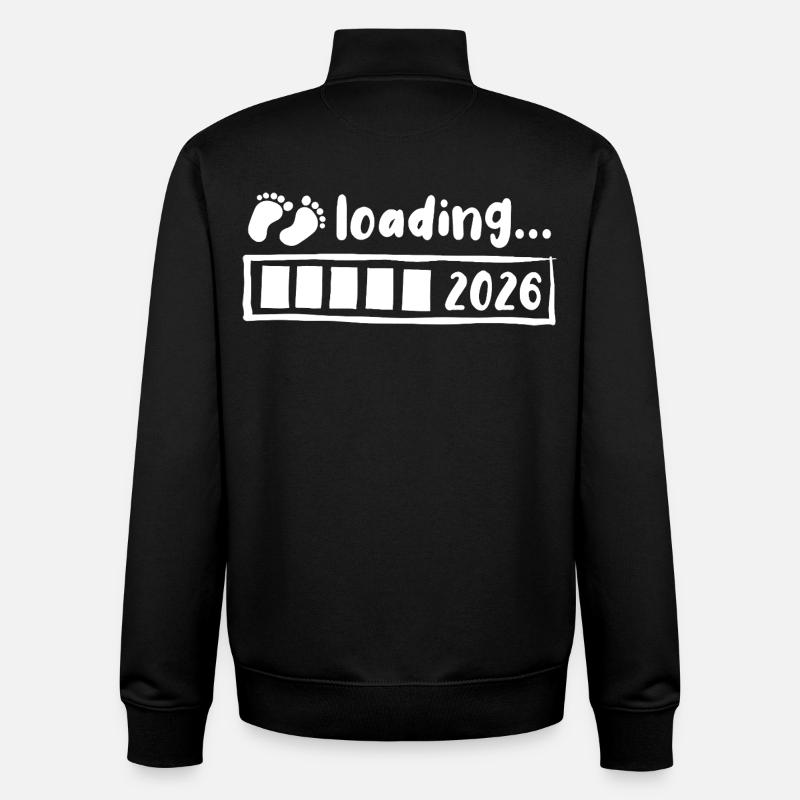 Baby 2026 loading - Pregnancy - Gift - Unisex Organic Zip Sweatshirt by Stanley/Stella - black