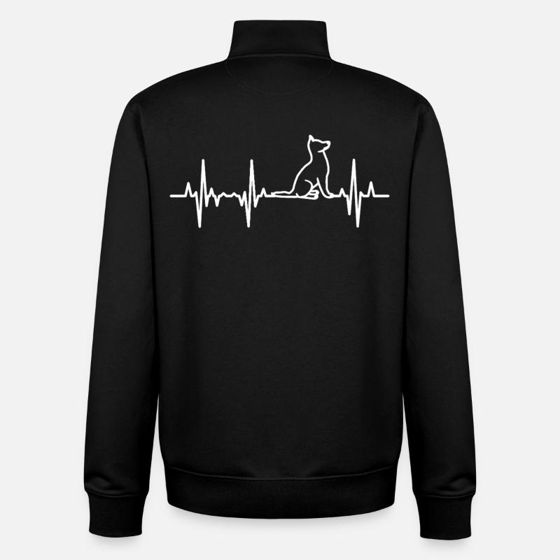 Cardiogramme Dog Lover - Sweat zippé unisexe en coton bio Stanley/Stella - noir