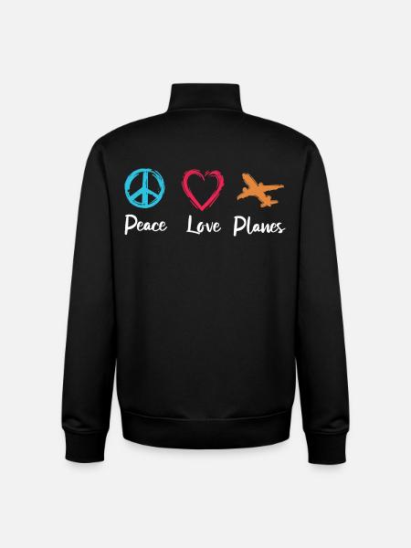 Peace Love Planes - Unisex Organic Zip Sweatshirt by Stanley/Stella - black