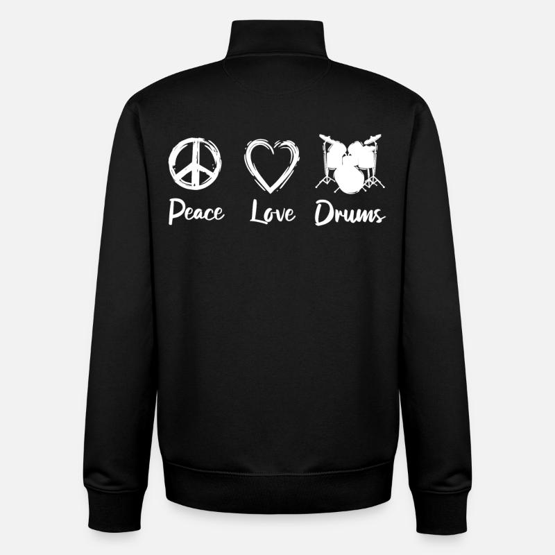 Peace Love Drums - Unisex Organic Zip Sweatshirt von Stanley/Stella - Schwarz