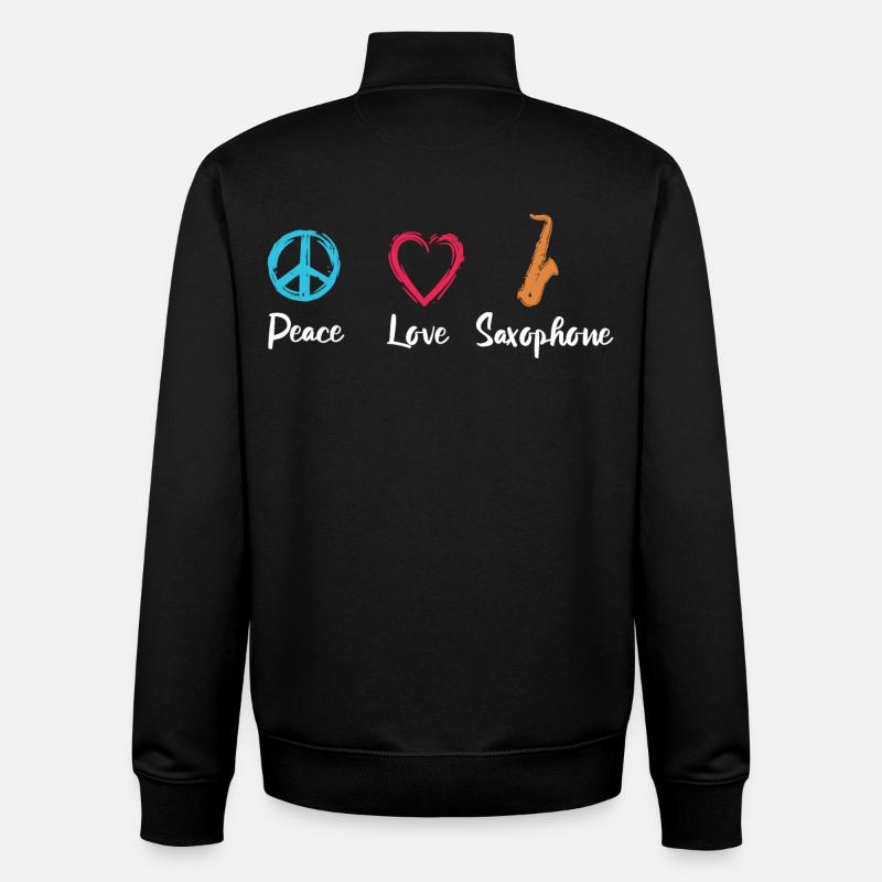 Frieden Liebe Saxophon - Unisex Organic Zip Sweatshirt von Stanley/Stella - Schwarz