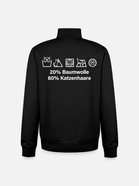 Cat 80% Cat Hair 20% Cotton Meow Cats - Unisex Organic Zip Sweatshirt by Stanley/Stella - black
