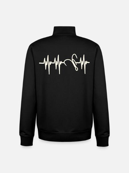 Heartbeat Fish Hook - Unisex Organic Zip Sweatshirt by Stanley/Stella - black