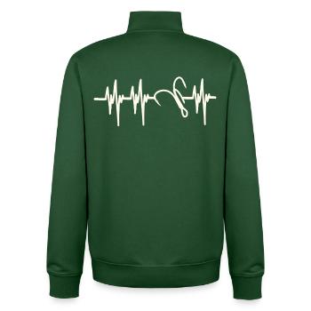 Heartbeat Angelhaken - Unisex Organic Zip Sweatshirt von Stanley/Stella - Flaschengrün - Hinten - AI Model Male 185 dark (185cm)