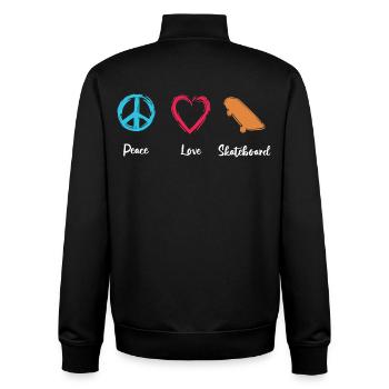 Peace Love Skateboard - Unisex Organic Zip Sweatshirt by Stanley/Stella - black - Back - AI Model Male 185 light (185cm)