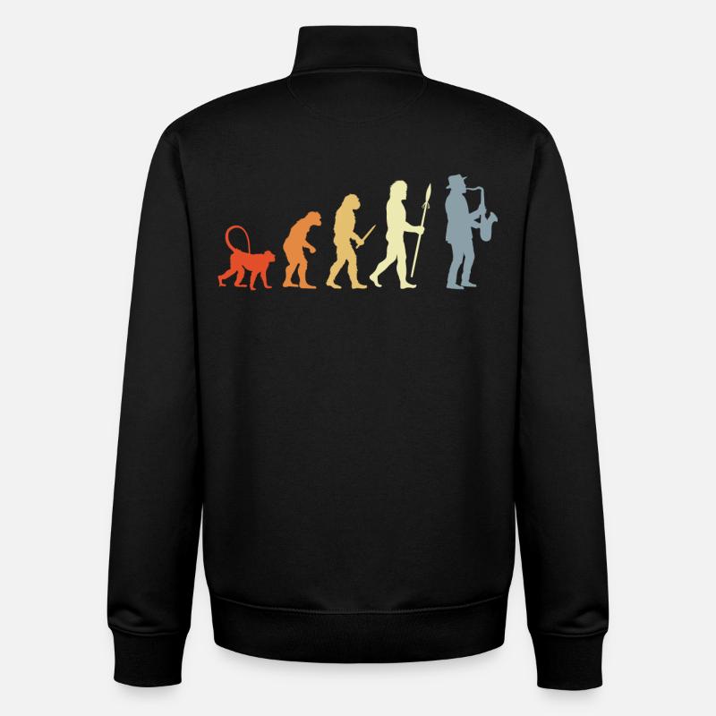 Saxophonist Evolution - Unisex Organic Zip Sweatshirt von Stanley/Stella - Schwarz
