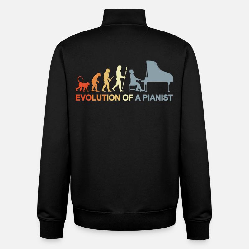 Évolution du piano - Sweat zippé unisexe en coton bio Stanley/Stella - noir