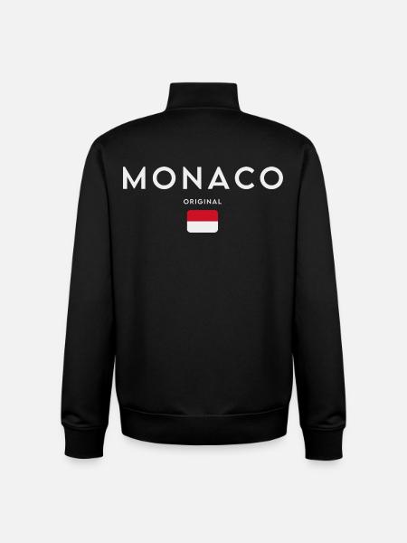 Monaco flag, Monegasque pride - Unisex Organic Zip Sweatshirt by Stanley/Stella - black