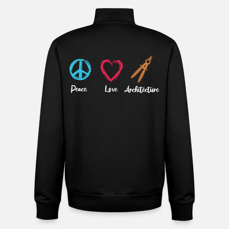 Frieden Liebe Architektur - Unisex Organic Zip Sweatshirt von Stanley/Stella - Schwarz