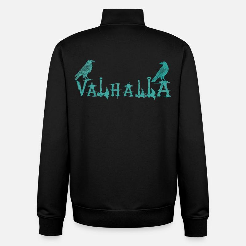 Valhalla Runic Ravens Style Shirt - Unisex Organic Zip Sweatshirt by Stanley/Stella - black