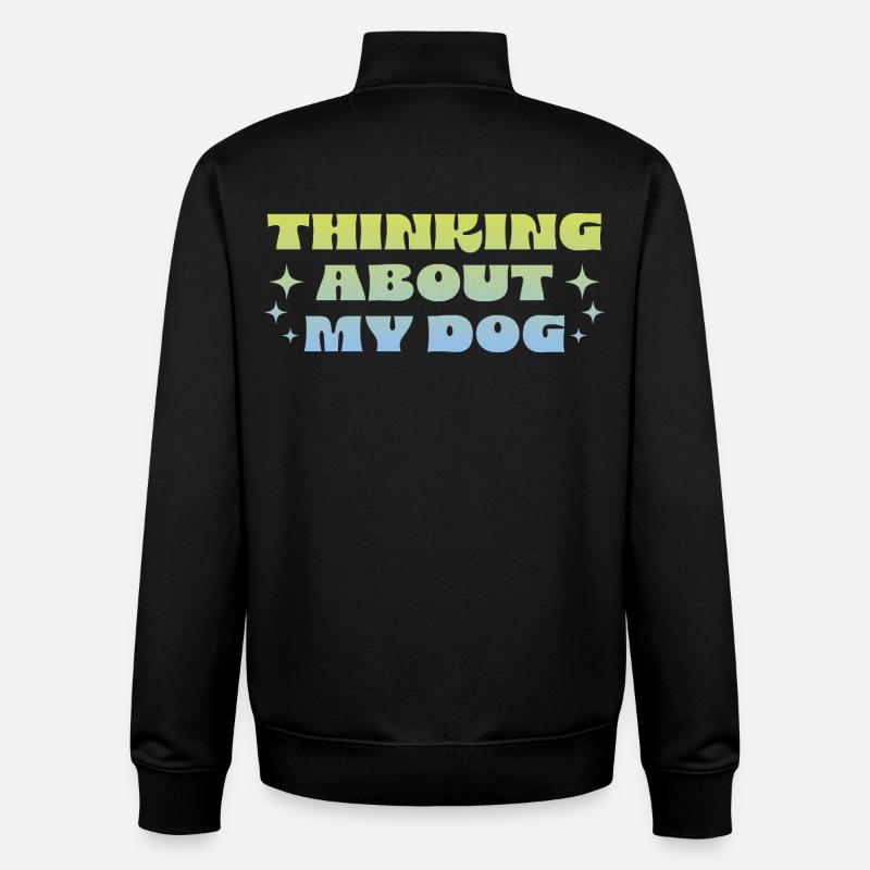 Penser à mon chien - Sweat zippé unisexe en coton bio Stanley/Stella - noir