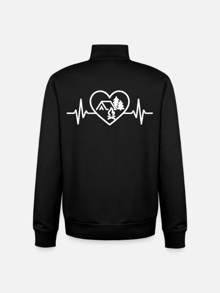 Camping Heart Tent Nature Adventure - Unisex Organic Zip Sweatshirt by Stanley/Stella - black