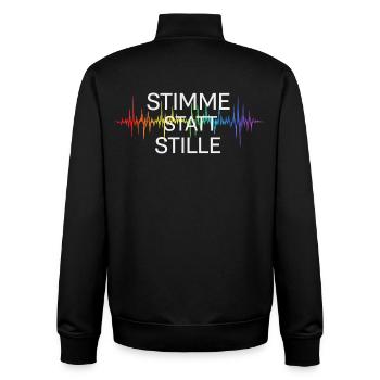 Stimme statt Stille für Aktivisten & Fans - Unisex Organic Zip Sweatshirt von Stanley/Stella - Schwarz - Hinten - AI Model Male 185 light (185cm)