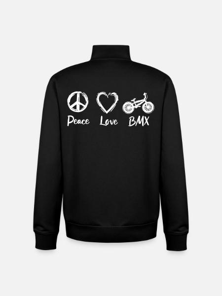 Peace Love BMX - Unisex Organic Zip Sweatshirt by Stanley/Stella - black
