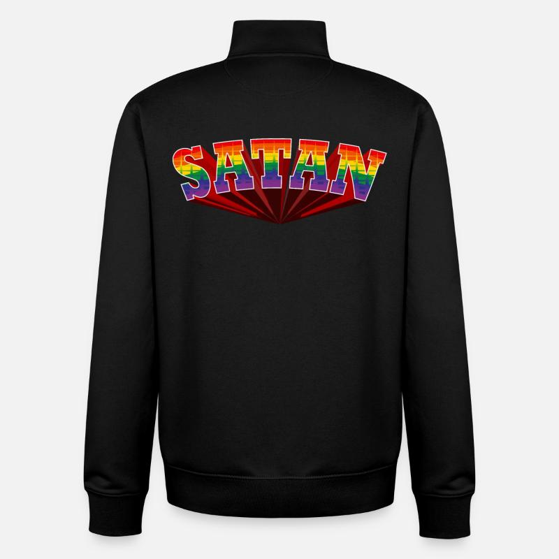 Satan Regenbogen Text - Unisex Organic Zip Sweatshirt von Stanley/Stella - Schwarz