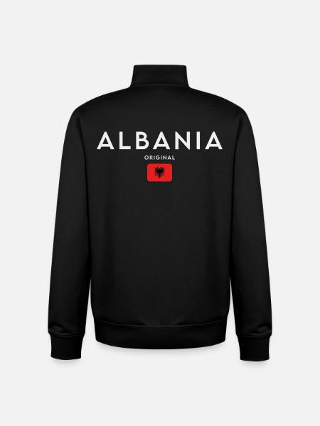Albanian flag, Albanian pride - Unisex Organic Zip Sweatshirt by Stanley/Stella - black