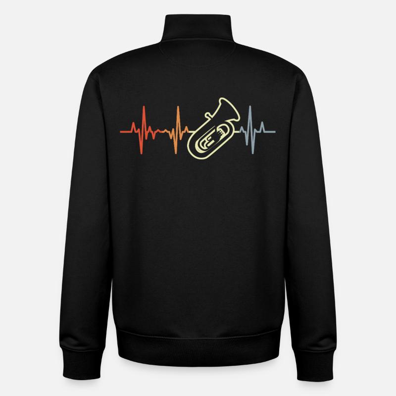 Tuba Heartbeat Look rétro - Sweat zippé unisexe en coton bio Stanley/Stella - noir