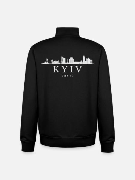 Kiev skyline, Kiev Ukraine - Unisex Organic Zip Sweatshirt by Stanley/Stella - black