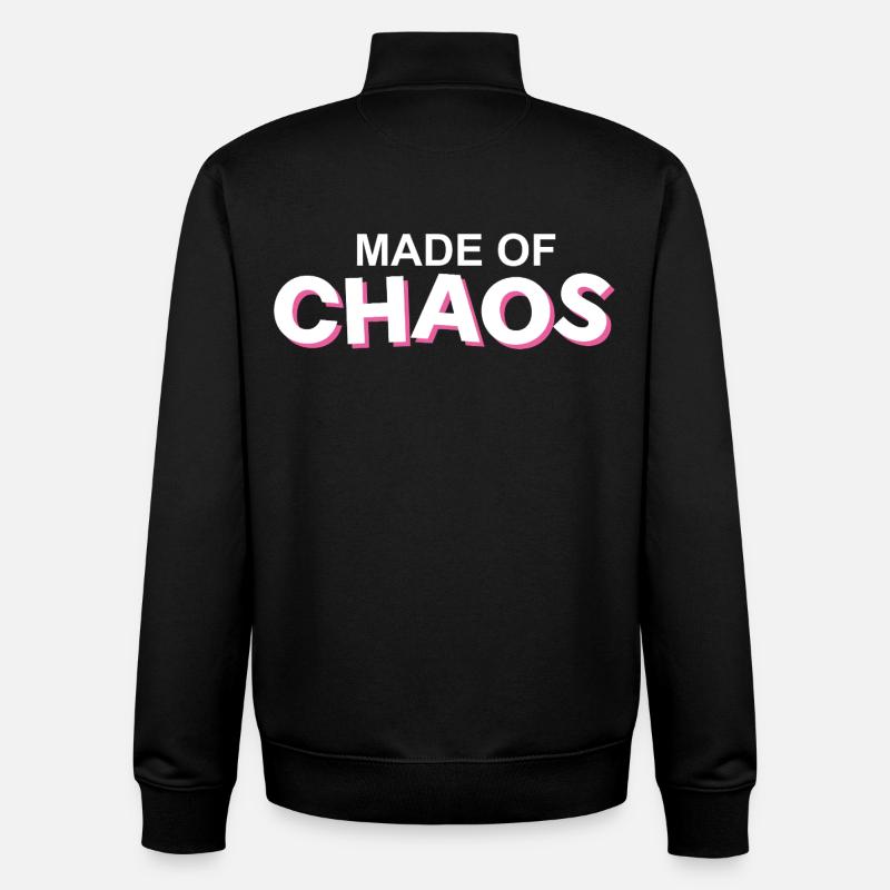 Fabriqué en accent rose Chaos - Sweat zippé unisexe en coton bio Stanley/Stella - noir