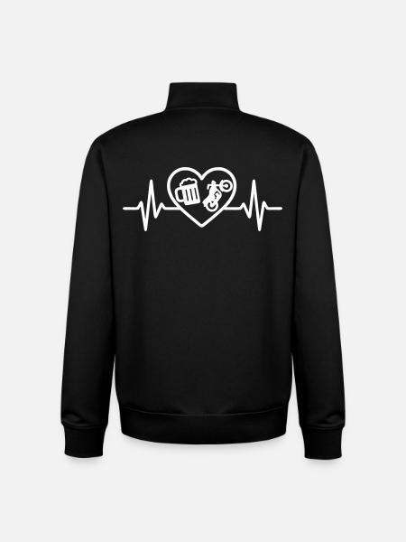 Heart Motorcycle Beer - Unisex Organic Zip Sweatshirt by Stanley/Stella - black