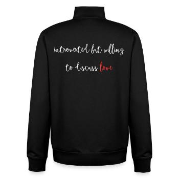 Introverted But Willing To Discuss Love V Day - Unisex Organic Zip Sweatshirt by Stanley/Stella - black - Back - AI Model Male 185 light (185cm)