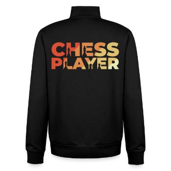 Vintage Schachspieler - Unisex Organic Zip Sweatshirt von Stanley/Stella - Schwarz - Hinten - AI Model Male 185 light (185cm)