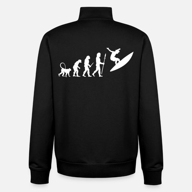 Évolution du surf - Sweat zippé unisexe en coton bio Stanley/Stella - noir