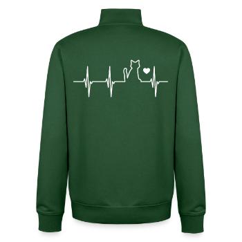 Amoureux des chats Heartbeat - Sweat zippé unisexe en coton bio Stanley/Stella - vert bouteille - Dos - AI Model Male 185 dark (185cm)