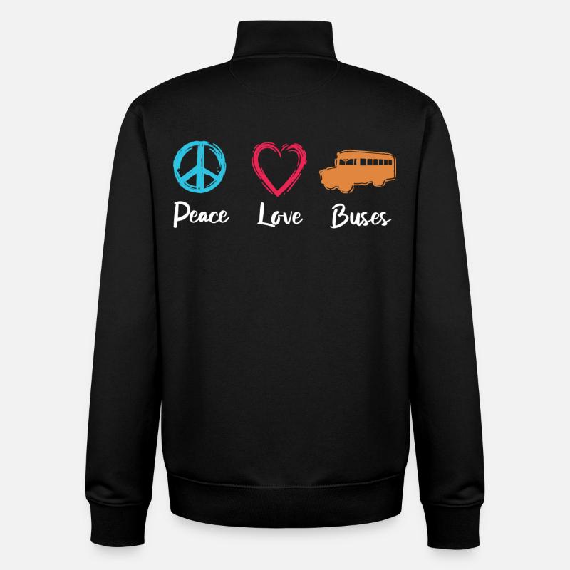 Peace Love Buses - Unisex Organic Zip Sweatshirt by Stanley/Stella - black
