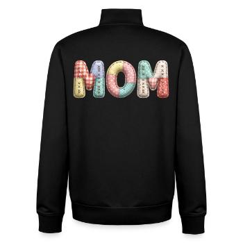 Look tissu patchwork de lettrage de maman - Sweat zippé unisexe en coton bio Stanley/Stella - noir - Dos - AI Model Male 185 light (185cm)