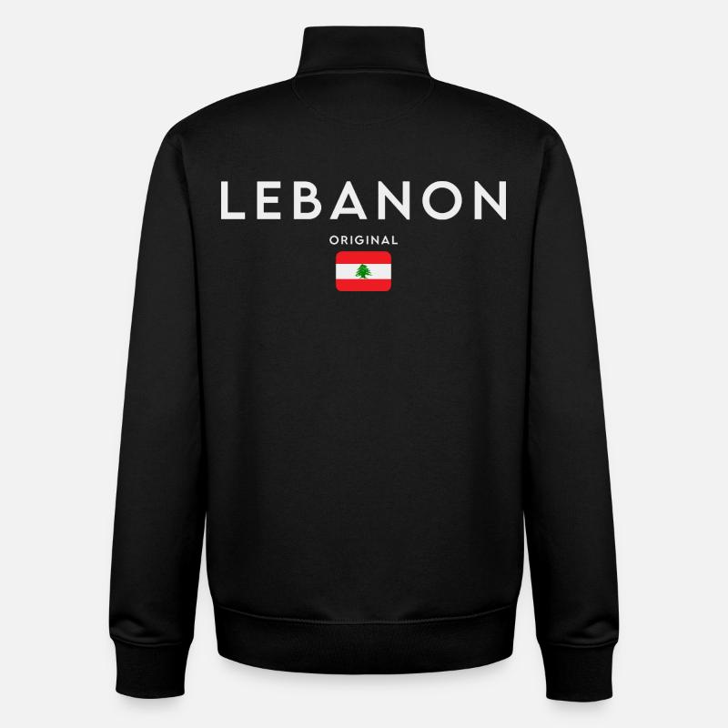 Drapeau du Liban, Fierté libanaise - Sweat zippé unisexe en coton bio Stanley/Stella - noir