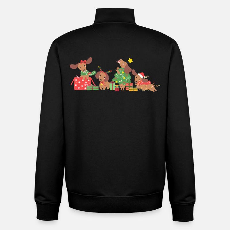 Chien Noël - Sweat zippé unisexe en coton bio Stanley/Stella - noir