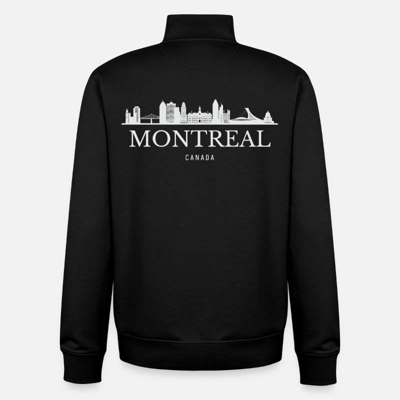 Skyline de Montréal, Montréal Canada - Sweat zippé unisexe en coton bio Stanley/Stella - noir